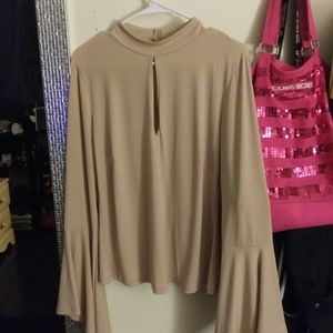 Clay pink Forever 21 mock turtleneck cut out top.